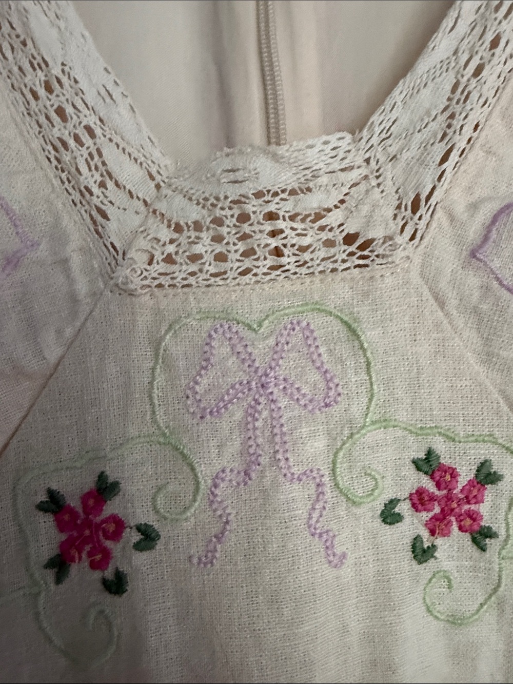 Anthropologie linen embroidered crochet dress 20w 2x - Picture 8 of 16